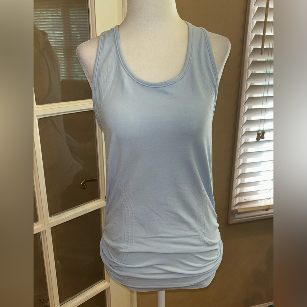 Athleta racerback Clinched sides long tank baby blue